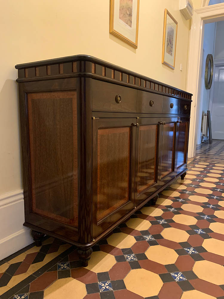 Walnut sideboard with inlays, handmade in Shropshire
