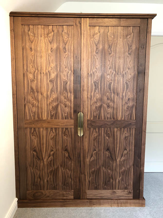 Walnut wardrobe, handmade in Shropshire